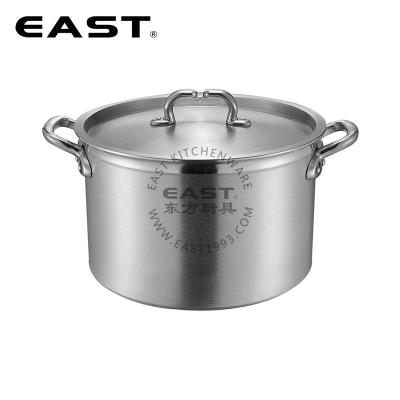 China Sustainable European Style Pot Stock Aluminum Cooking Pot With Compound Bottom With Short Hammer Track Shape for sale