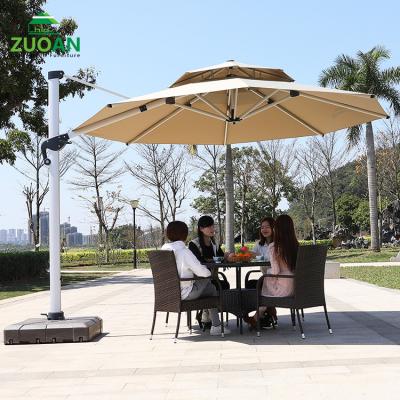 China Modern Outdoor Furniture Cantilever Parasol Round Shape Canopy 3m Waterproof Commercial Patio Umbrellas and Bases for sale