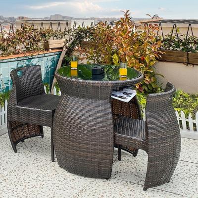 China Modern Handmade Rattan Dining Coffee Table Set Garden Rattan Dining Chair Wicker Outdoor Furniture for sale