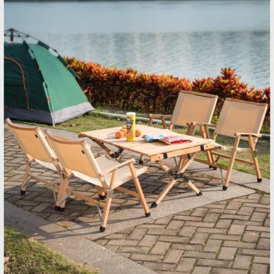 China UV-resistant/waterproof/durable furniture high quality American style outdoor wooden camping table chair portable folding pinique set for sale