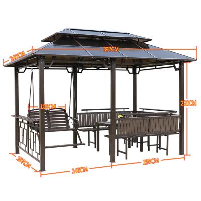 China Waterproof Double Canopy Gazebo Gazebo 3x3 Outdoor Weather Furniture Gazebo Heavy Duty Outdoor Polycarbonate Table Gazebos For Patios for sale