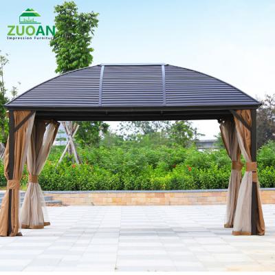 China Morden Garden Furniture Outdoor Patio Aluminum Hardtop Gazebo With Mosquito Net for sale