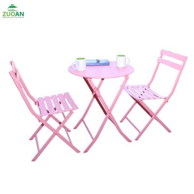 China Weather Resistant Steel Patio Bistro Set, Outdoor Folding Patio Furniture Sets, 3 Piece Patio Set of Foldable Patio Table and Chairs for sale