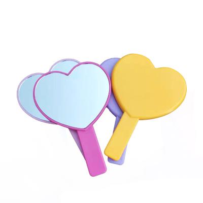 China High Quality Custom Popular Cute Lighted Peach Heart Handle Makeup Mirror for sale