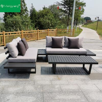 China Garden Sofa Set Metal Aluminum Lounge Modern Outdoor Bistros Set Patio Furniture Luxurious Durable Outdoor Sofa for sale