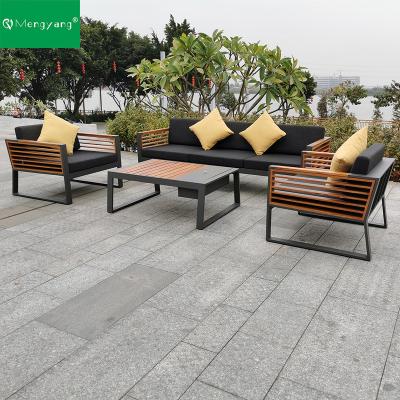 China Modern China 3 Piece Outdoor Furniture Teak Garden Sofa Set With Cushions for sale