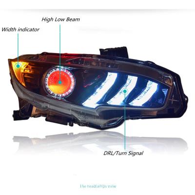 China Auto Led Headlight HCmotion Factory Style 2016 Gen Mustang Front Lamp 10th 2017 2018 2019 2020 2021 LED Headlights For Honda Civic for sale