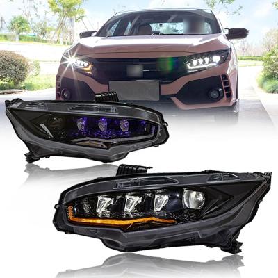 China Factory HCmotion Automotive Led Headlights 10th Gen Front Head Lamp LED Headlights 2016-2021 Crystal Rotation Sedan Hatchback For Honda Civic for sale