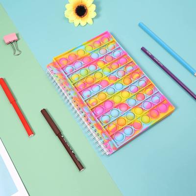 China Wholesale Recycled School Supplies Free Effort Spiral Sillicon Pop Bubble Cover Notebook Custom Daily Planner Journal for sale