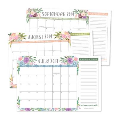 China 2019-2020 Floral Eco-Friendly Large Commercial Office Monthly Giant Family Home Mom Protection Blotter Office Wall Calendar Planner Large for sale