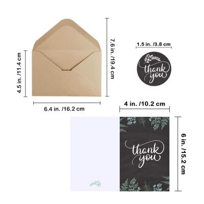 China Eco-Friendly Thank You Note Cards With Stickers Bulk Different Design Cards Vintage Paper Envelope For Wedding for sale