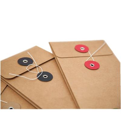 China Letter Tote Paper File Black Or Brown Customized Envelope With Button And String Closure for sale