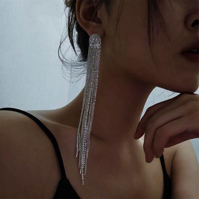 China FASHIONABLE personality long tassel earrings exaggerated female earrings full sexy diamond earrings for sale