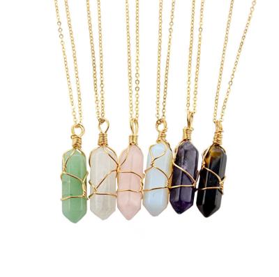 China Hot Selling Casual/Sporty Natural Stone Ball Shape Turquoise Crystal Stone Quartz Healing Point Jewelry Pendant Necklace For Women for sale