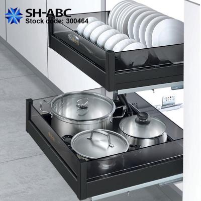 China Modern Aluminum Undermount 4 Four Side Kitchen Under Cabinet Drawer Basket Set for sale