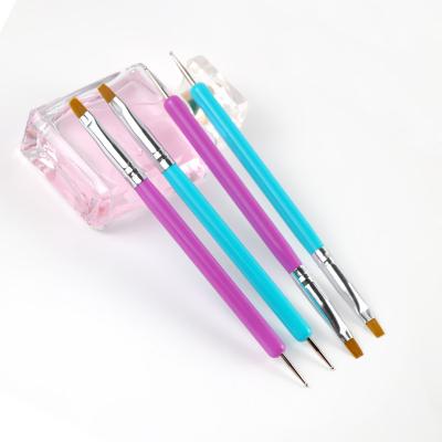 China Wholesale Plastic Custom Nylon Nail Brush Pen Manicure Nail Rod Professional Nail Art Brush for sale