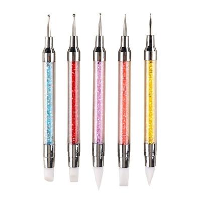 China Nail Art Nail Polish Dual Head Pen Multicolor Drill Pad Silicone Dot Drill Adhesive Embossing Pen Set Wholesale By Manufacturers for sale