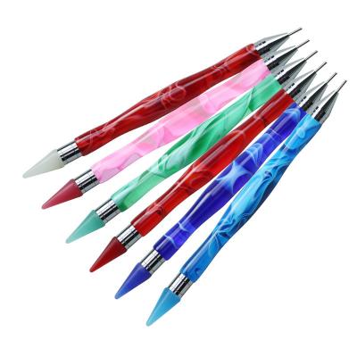 China Double Head Dotting Pen China Wholesale Wax Rhinestone Picker Dotting Nail Art Crystal Colorful Diamond Painting Tool Pick Up Pen for sale