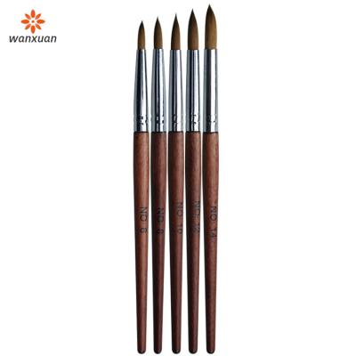 China 100% Pure Kolinsky Nail Art Brush Wood Handle Custom Logo Kolinsky Nail Painting Drawing Nail Brush 100% Kolinsky for sale