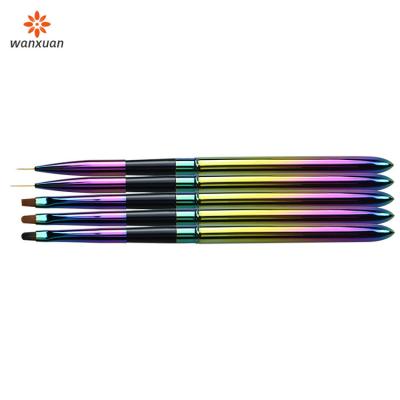 China Could sale by set or PCS rainbow handle 100% hair kolinsky nail gel nail polish paint coating acrylic drawing brush for sale