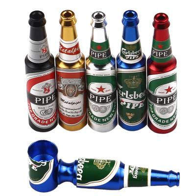 China Hot Selling Minimalist Fancy Small Size Beer Bottle Shape Novelty Metal Aluminum Smoking Pipe for sale