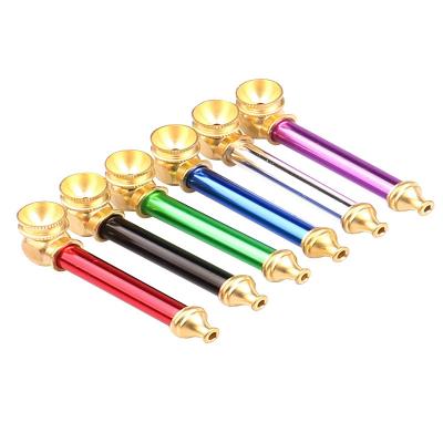 China Multicolor Tobacco Metal Pipe 8cm Gold Metal Minimalist Copper Smoke Pipe Portable For Dry Smoking for sale