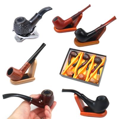 China Black high-end handmade wooden smoking pipe of minimalist wooden pipe wholesale border hot-selling for sale