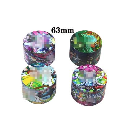 China 63mm Tobacco Zinc Alloy Dry Grinder Metal Cartoon Action Factory 4 Layers Herb Rick Grinder Wholesale for sale