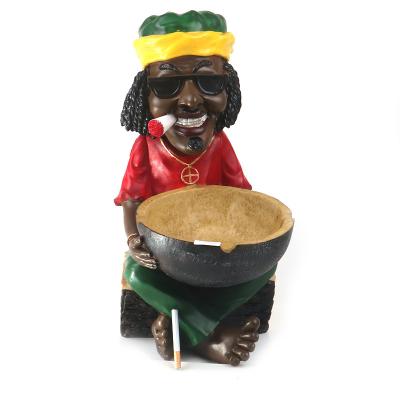 China Unique Handmade Cool Custom Fantasy Funny Novelty Resin Designer Smoking Rasta Resin Bob Marley Ashtray for sale