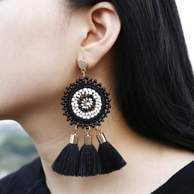 China BOHEMIA Colors Tassel Bohemian Earrings For Women Handmade Cotton Woven Earrings Women Earrings for sale