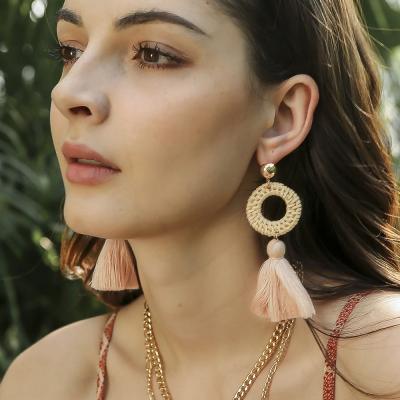 China Wholesale BOHEMIA Bohemian Fashion Handmade Macrame Earrings For Women Multicolor Drop Earrings Women Handmade Tassel Earrings for sale