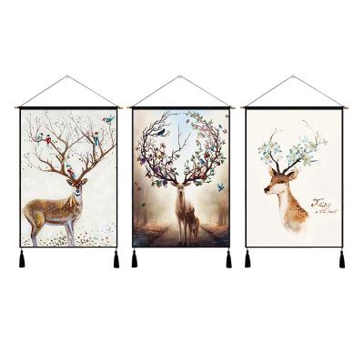 China American Nordic Style ELK Fabric Background Home Decor Living Room 3D Wall Hanging Paintings for sale