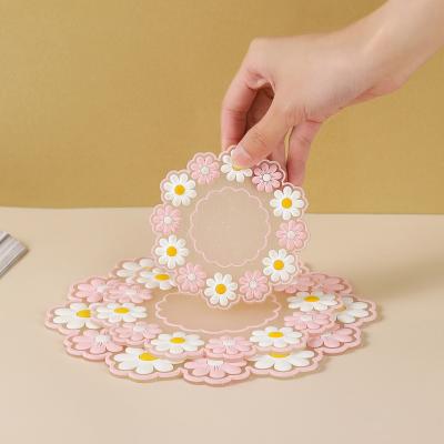 China Wholesale Minimalist Creative Household Bowl Mat Flower Silicone Heat Insulation Pad PVC Table Coaster Place Mats for sale