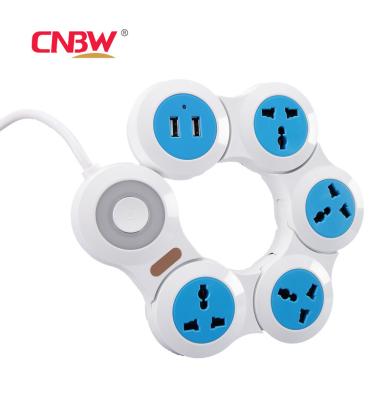 China Dual USB Ports 5 Way Factory Supply Good Quality Universal Extension Socket for sale