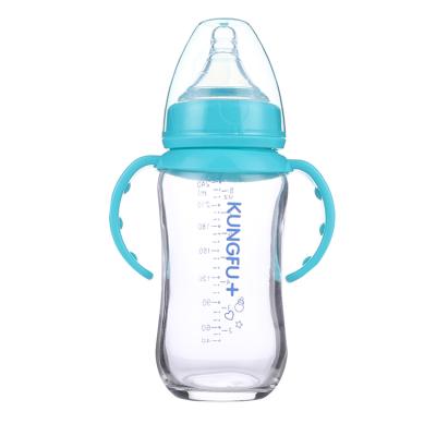 China BPA Free Wide Neck 240ml Newborn Milk Feeding High Borosilicate Glass Baby Bottle for sale