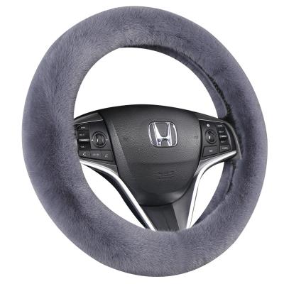 China Business/Luxury Custom Luxury Cute Furry Fluffy Car Steering Wheel Cover Protector 3 Pcs Women Fur Soft Steering Wheel Cover Set for sale