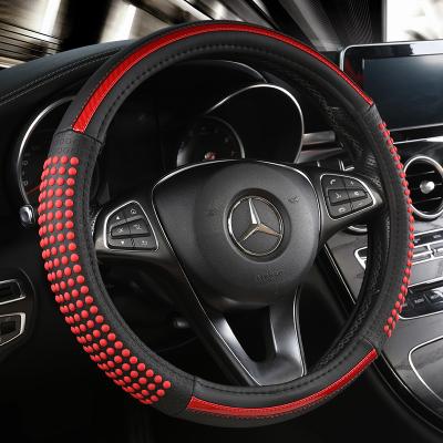 China Business/Luxury Car accessories 2023 new steering wheel cover wood grain design breathable pu leather universal car steering wheel cover for sale