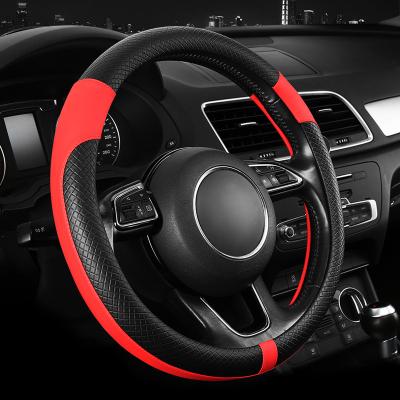 China Business/Luxury Car accessories 2023 new steering wheel cover wood grain design breathable pu leather universal car steering wheel cover for sale