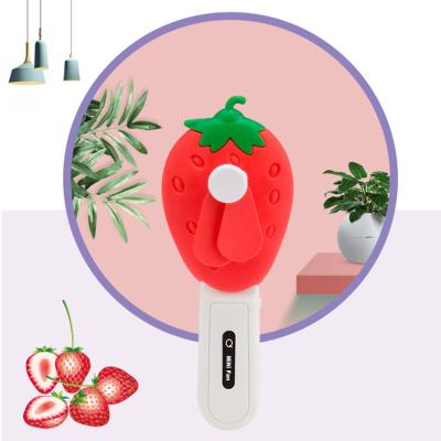 China Mini Cartoon Student Portable Strawberry Electric Rechargeable Fruit Outdoor Wholesale Charging Plastic Electric Fan Summer USB Fan for sale