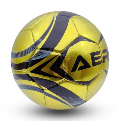 China PE class football traning/gloden pvc soccer ball sports football official size 5 basque balls metallic leather stitched futbol for sale