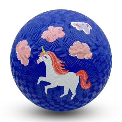 China OEM Flexible Logo Ball Baby Toy Blue Rubber Bouncing Playground Ball Set Eco Friendly Dodgeball 7 Inch Kickball For Kids Toddlers for sale