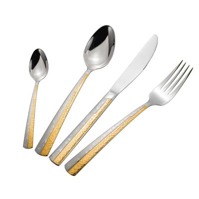 China 18/10 Sustainable High Quality Stainless Steel Flatware Gold Plated Wedding Cutlery Set for sale