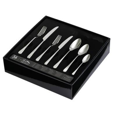 China Sustainable Silver Flatware Set, 56 Piece Fork and Spoon Knife Cutlery Set, Service for 8 for sale