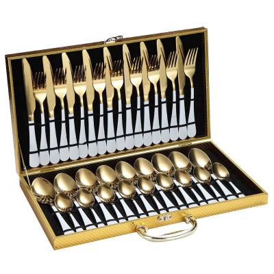 China 36 Pcs 1010 White Gold Cutlery Set Jieyang Rongcheng Stainless Steel Cutlery Manufacturer Customized Personalized Cutlery Viable Set for sale