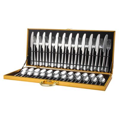 China 48 PCS Viable Luxury Flatware Mirror Fork Spoon Serving Shiny Cutlery Set Stainless Steel Silverware for sale