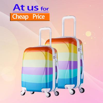 China Custom PC Wholesale OEM Luggage Set 20/24/28 Inch Colorful UV Printing Travel Briefcase Trolley Bags for sale