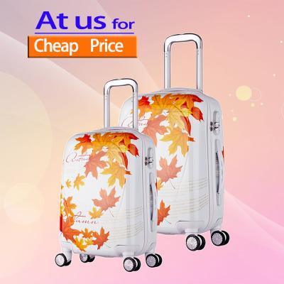 China Wholesale UV Printed Colorful PC Luggage Case 4 Spinner Wheels Handheld Cartoon Printing Travel Trolley Suitcase Rolling Bag for sale