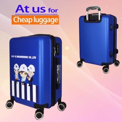 China Good Quality ABS Customize Luxury UV Printed Cartoon Logo Printing Luggage 20 Inch Cabin Size Luggage Trolley Case Bag for sale