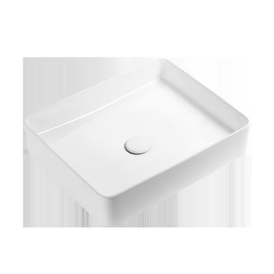 China Bathroom Sanitary Ware Modern Design Wash Hand Basin White Ceramic Square Art Basin for sale