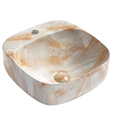 China Modern Marble Stone Countertop Wash Hand Basin Bathroom Ceramic Vessel Down Face Bowls for sale